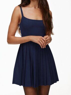 Aritzia Sunday Best Mini Trix Dress Pleated Skirt Navy Blue Size 4